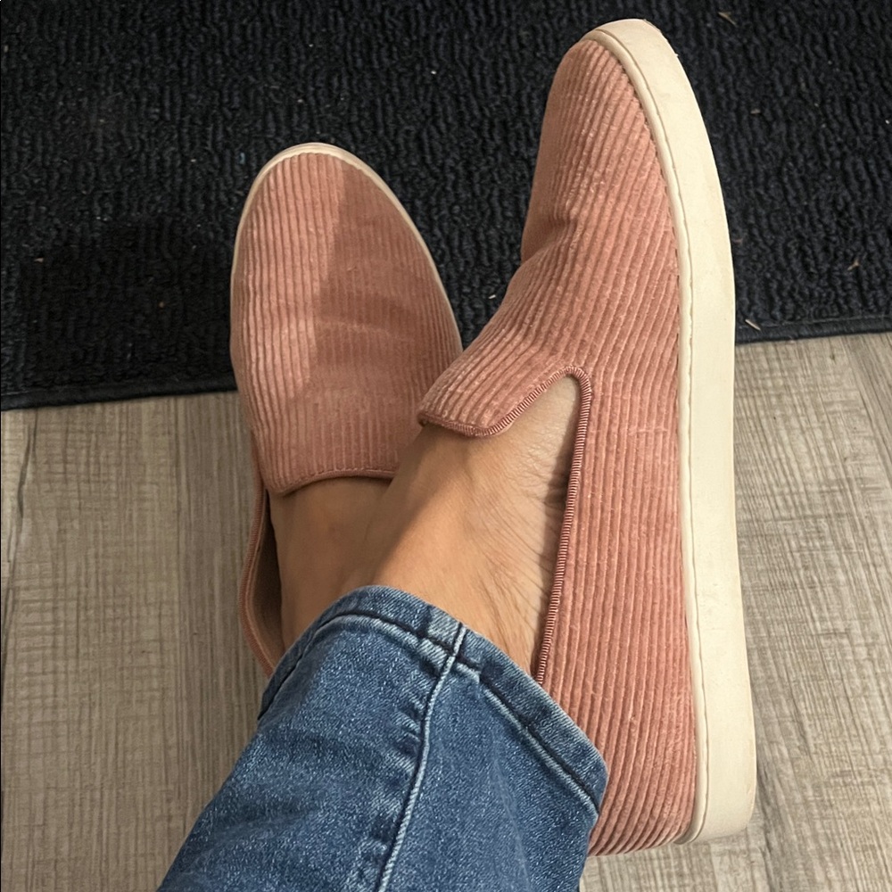 Birdies Pink Corduroy Slip-On Shoes